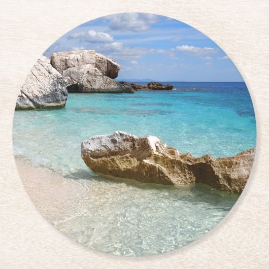 カーラMarioluのビーチ、サルジニアのコースター スクエアペーパーコースター (正面)