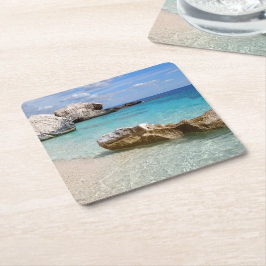 カーラMarioluのビーチ、サルジニアのコースター スクエアペーパーコースター (アングル)