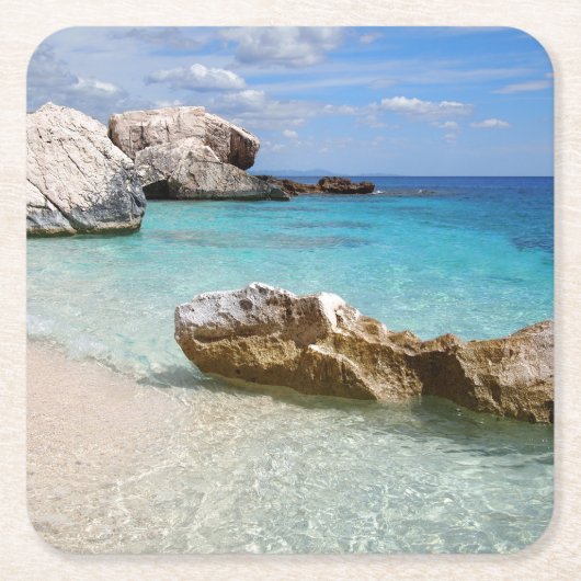 カーラMarioluのビーチ、サルジニアのコースター スクエアペーパーコースター (正面)