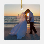 カーリかわいらしー結婚のモノグラム写真 セラミックオーナメント (裏面)