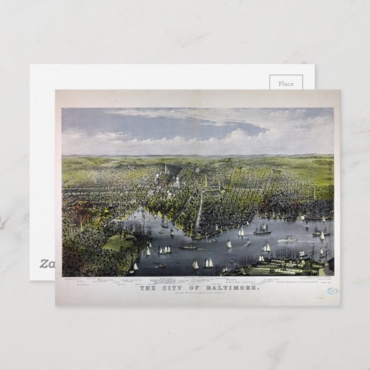 \カーリエ&イヴのボルチモアの街(1880年) ポストカード (正面/裏面)