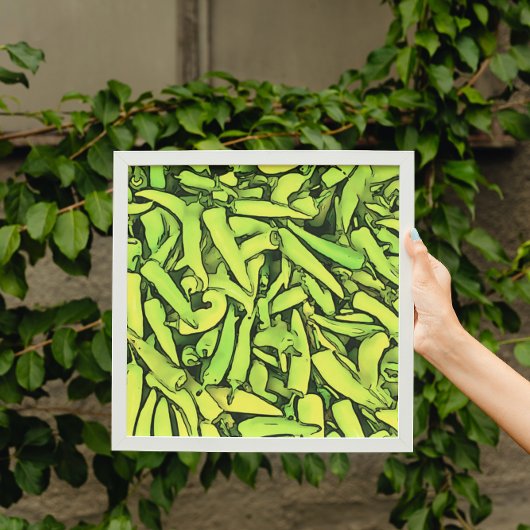 カーリストンバナナペッパーズブラックアウトライン芸術 ポスター