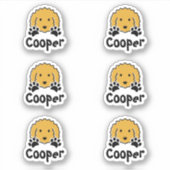 カーリパーソナライズされたー黄色の犬の名前 シール (正面)