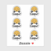 カーリパーソナライズされたー黄色の犬の名前 シール (シート)