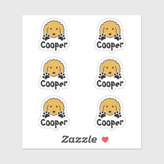 カーリパーソナライズされたー黄色の犬の名前 シール (シート)