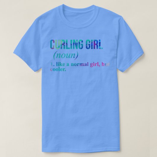カーリングおもしろいガールの定義(水色) Tシャツ (デザイン正面)