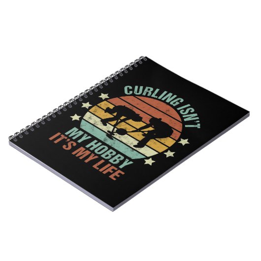 カーリングおもしろい諺アイススポーツレトロヴィンテージ ノートブック (左側)