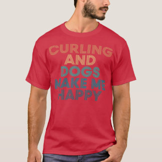 カーリングと犬は私にカーリングのamのための幸せな贈り物を作る tシャツ