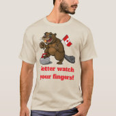 カーリングをするビーバーと旗 Tシャツ (正面)