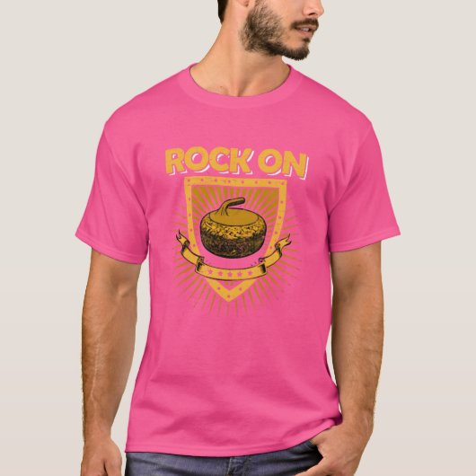 カーリングを楽しむウィンタースポーツ スキップ男子 Tシャツ (正面)