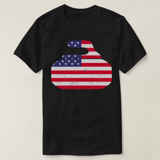 カーリングアメリカ国旗のカーリング3 Tシャツ (デザイン正面)
