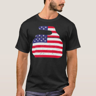 カーリングアメリカ国旗のカーリング3 Tシャツ