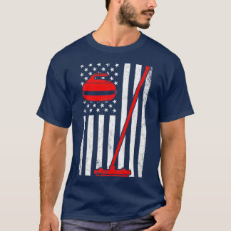 カーリングアメリカ国旗のカーリング Tシャツ