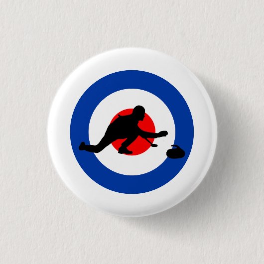 カーリングウィンターアイススポーツカーラーブルズアイ 缶バッジ (正面)