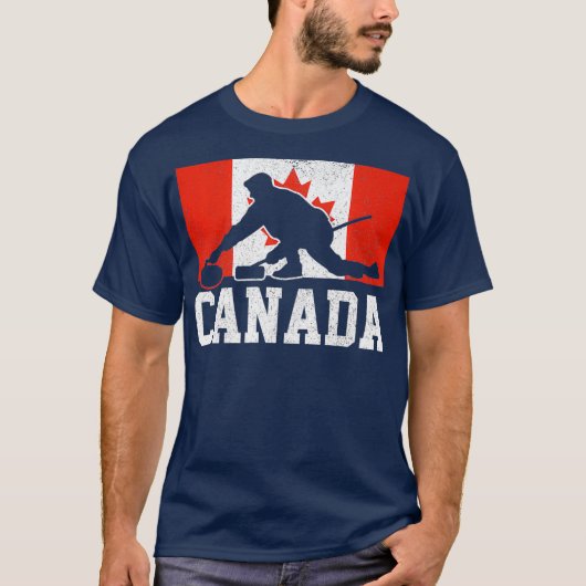 カーリングカナダ国旗ウィンタースポーツファン Tシャツ (正面)