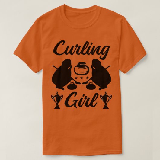 カーリングガールおもしろいカーリング Tシャツ (デザイン正面)