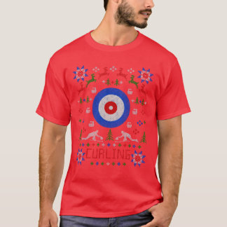 カーリングクリスマス醜いクリスマスパーティー少年 Tシャツ