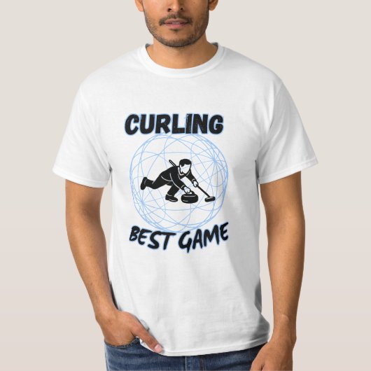 カーリングゲームプレイヤーに最適なカーリングデザイン Tシャツ (正面)