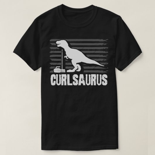カーリングサウルス恐竜カーリングストーンウィンタースポーツ Tシャツ (デザイン正面)