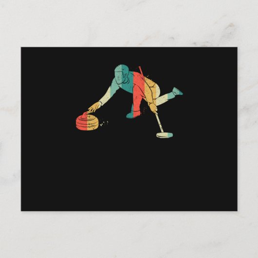 カーリングシルエットカーラー滑おもしろい氷 ポストカード (正面)