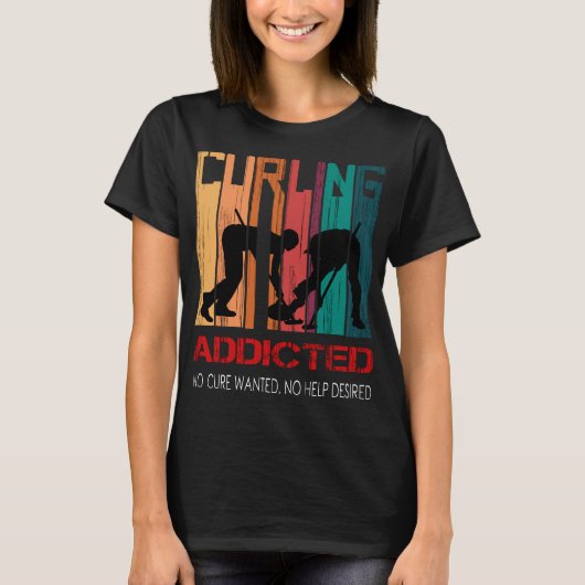 カーリングチームスポーツカーリングストーンロックカーラー Tシャツ (正面)