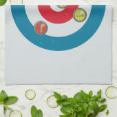 カーリングハウスとカーリングストーンズの上面 キッチンタオル (折り畳み)