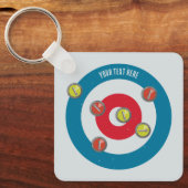 カーリングハウスとカーリングストーンズの上面 キーホルダー (正面)