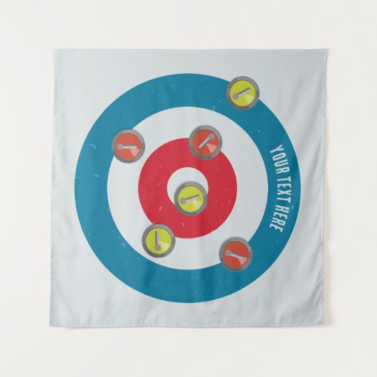 カーリングハウスとカーリングストーンズの上面 タペストリー (正面(横))