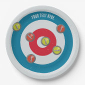 カーリングハウスとカーリングストーンズの上面 ペーパープレート (正面)