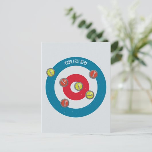 カーリングハウスとカーリングストーンズの上面 ポストカード (スタンド正面)