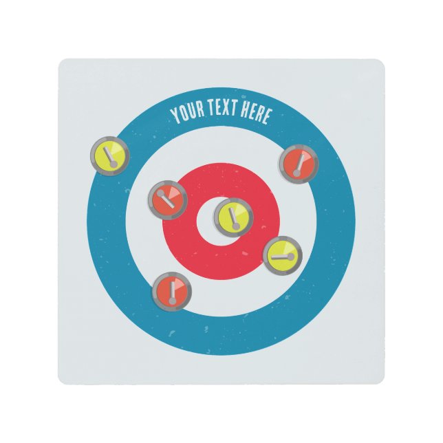 カーリングハウスとカーリングストーンズの上面 メタルプリント (正面)