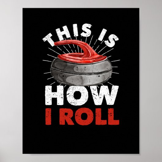 カーリングプレーヤーファンウィンタースポーツカーラー ポスター (正面)