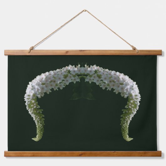 カーリングホワイトワイルドフラワー抽象芸術 吊り下げ型タペストリー (正面)