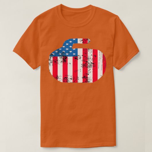 カーリングヴィンテージ米国旗ロックカーラー用カーリングFa Tシャツ (デザイン正面)