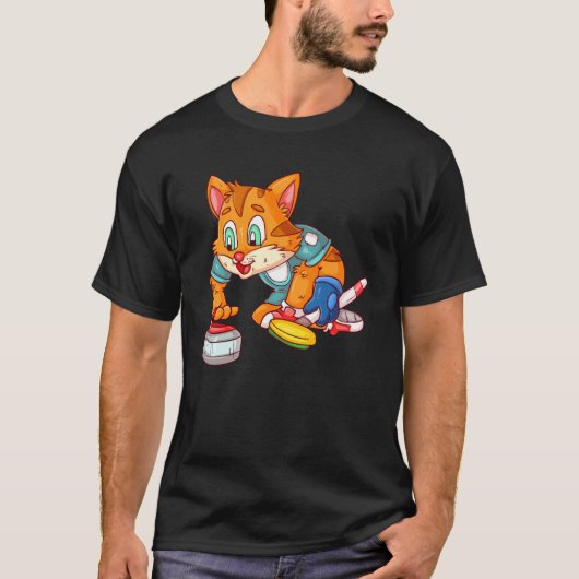 カーリング猫 Tシャツ (正面)