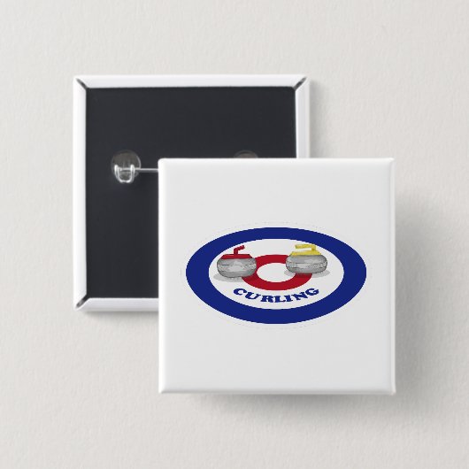 カーリング石 缶バッジ (正面&裏面)