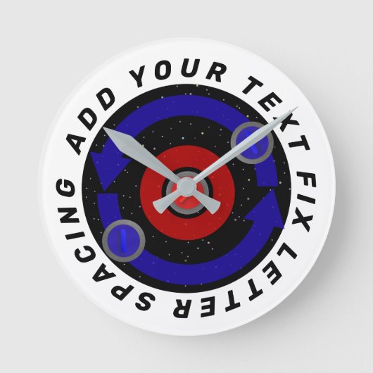 カーリング転がストーンは地球の軌道のような ラウンド壁時計 (正面)