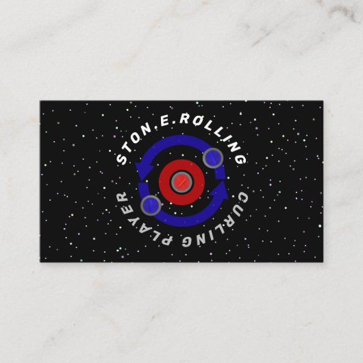 カーリング転がストーンは地球の軌道のような 名刺 (正面)