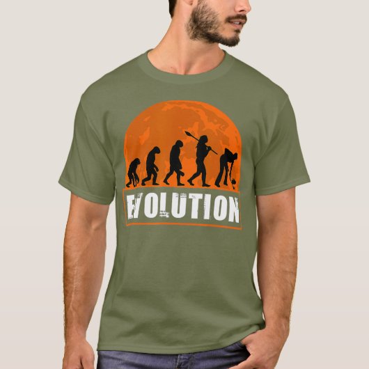 カーリング選手カーおもしろいラー人間の進化 Tシャツ (正面)
