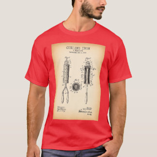 カーリング鉄ヴィンテージ特許イメージ Tシャツ