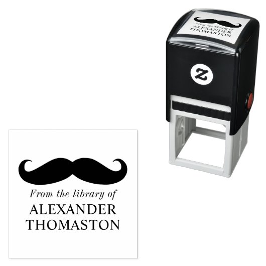 カーリーお洒落ムスタヒシルエット図書室 セルフインキングスタンプ (インサイチュ)