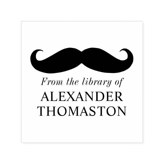 カーリーお洒落ムスタヒシルエット図書室 セルフインキングスタンプ (デザイン)