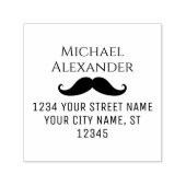 カーリーな口ひげシルエット名差出人住所 セルフインキングスタンプ (デザイン)