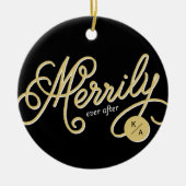 カーリーの後に楽しく写真のクリスマス セラミックオーナメント (正面)