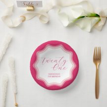 カーリーウェーブピンクレトロ21st誕生日ステッカー