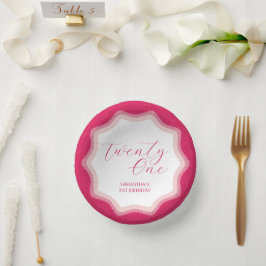 カーリーウェーブピンクレトロ21st誕生日ステッカー ペーパーボウル