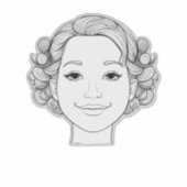 カーリーコイフ：女の子の図解入りの、写真付きのポートレート シール (正面)