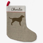 カーリーコーテッドレトリエバーシルエットドッグブリードカスタム スモールクリスマスストッキング (正面)