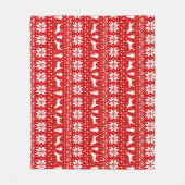 カーリーコーテッドレトリエバーシルーエットクリスマスレッド フリースブランケット (正面)