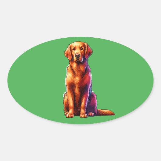カーリーコーテッドレトリエバードッグ 楕円形シール (正面)